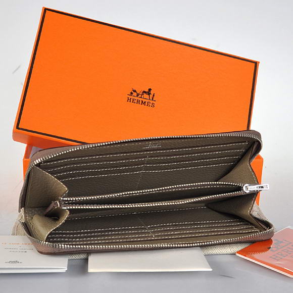 1:1 Quality Hermes Evelyn Long Wallet Zip Purse A808 Dark Grey Replica - Click Image to Close